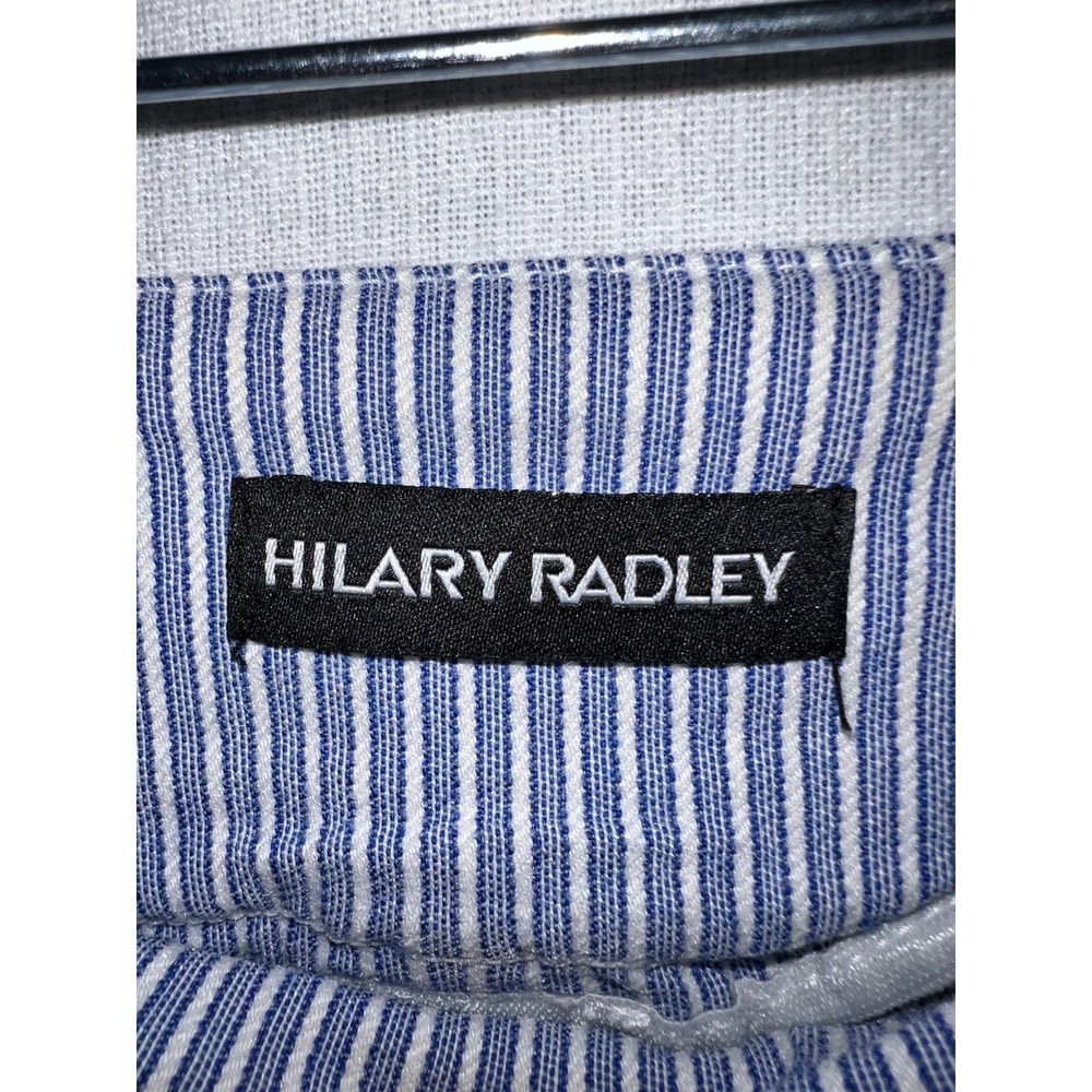 Hilary Radley Blue White Striped Pull On Bermuda Shorts Medium Golf Stretchy - Picture 2 of 6